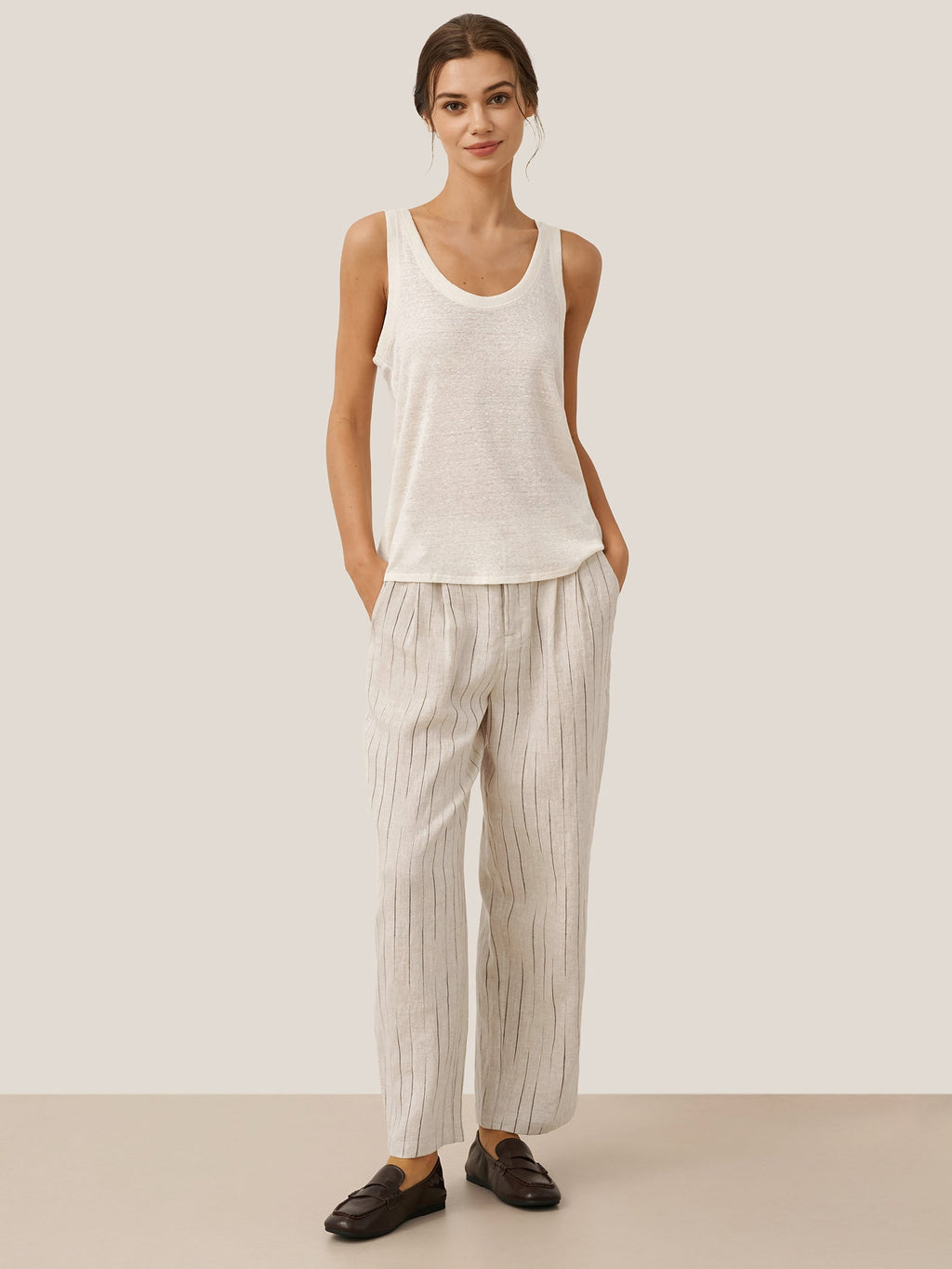 100% Linen Sketch Stripe Suit Set ELOISE