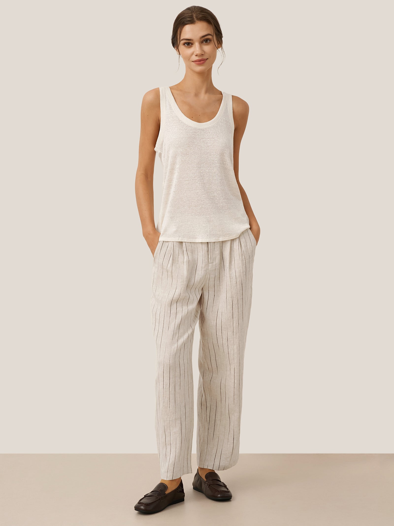 100% Linen Sketch Stripe Suit Set ELOISE