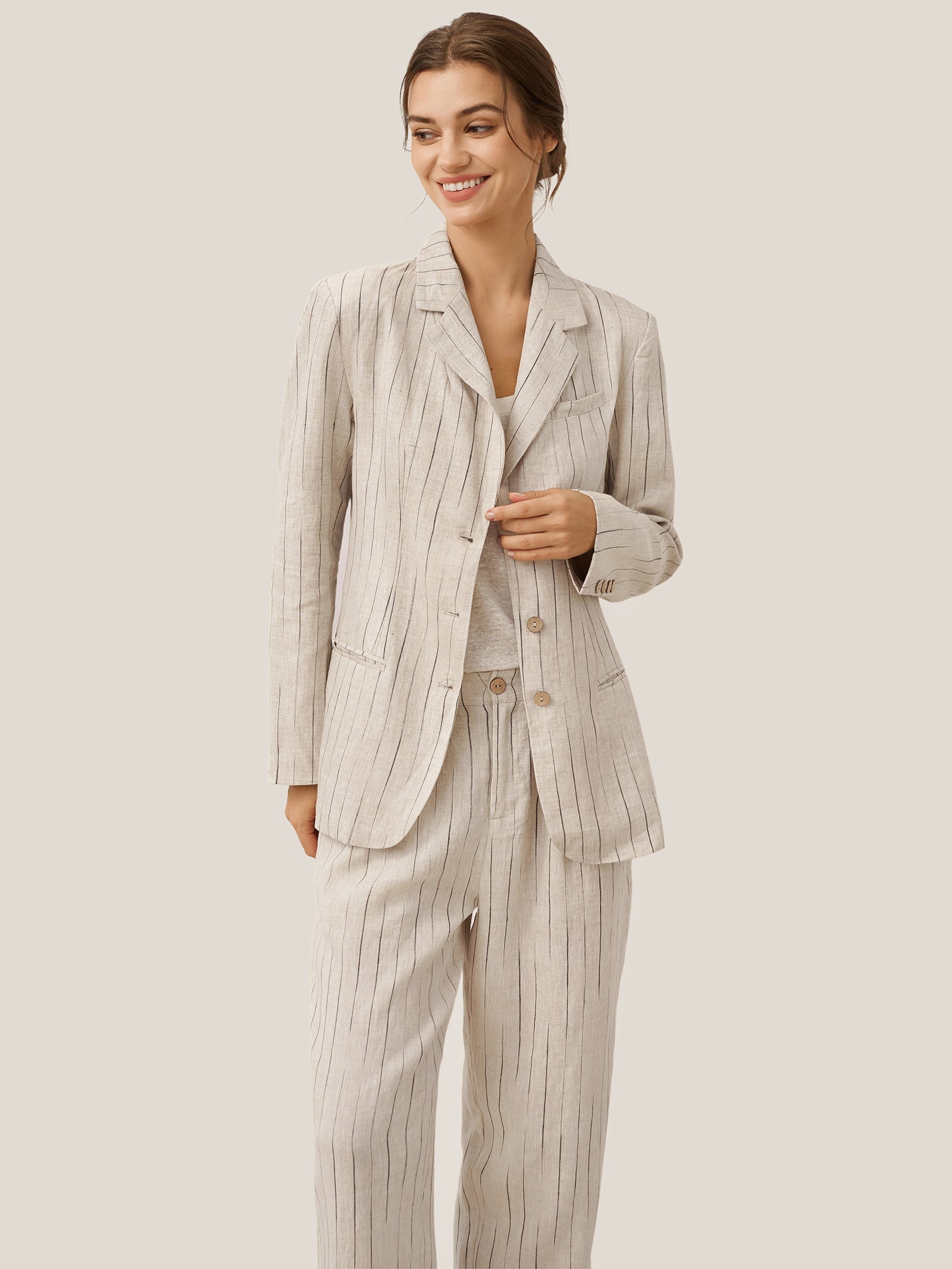 100% Linen Sketch Stripe Suit Set ELOISE