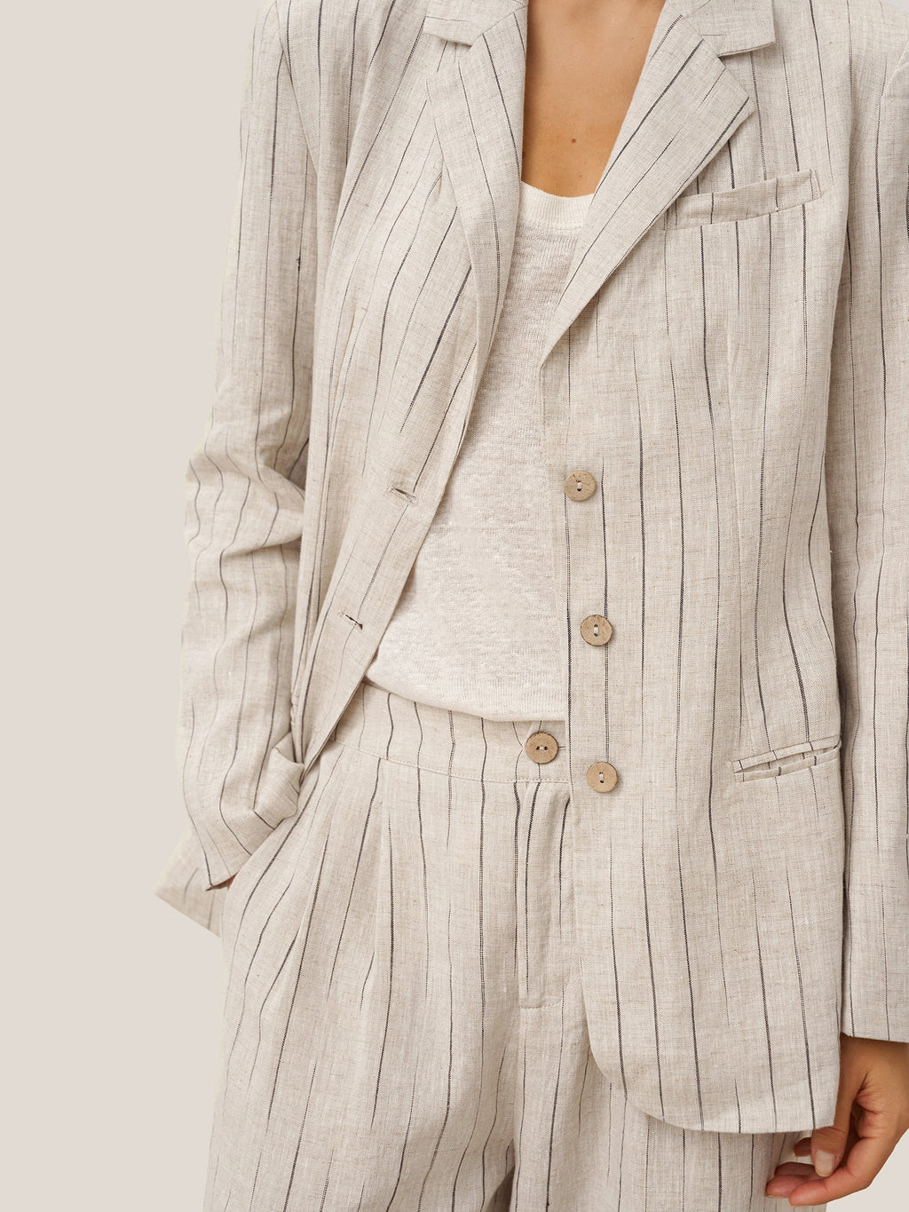 100% Linen Sketch Stripe Suit Set ELOISE
