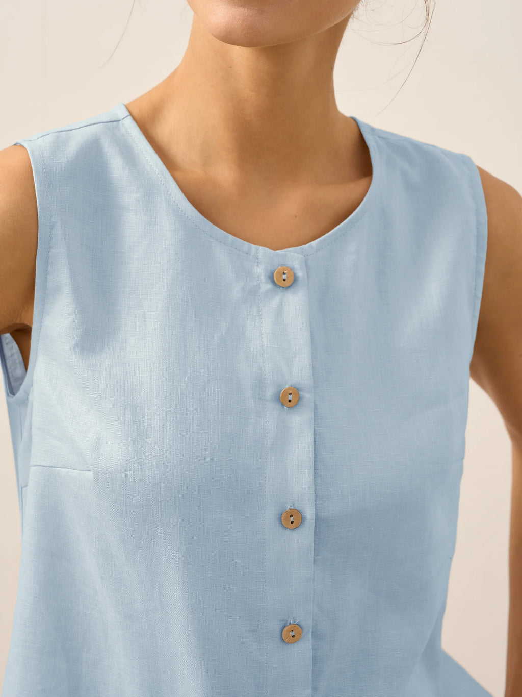 100% Linen Buttons Down Tank Top ERIN