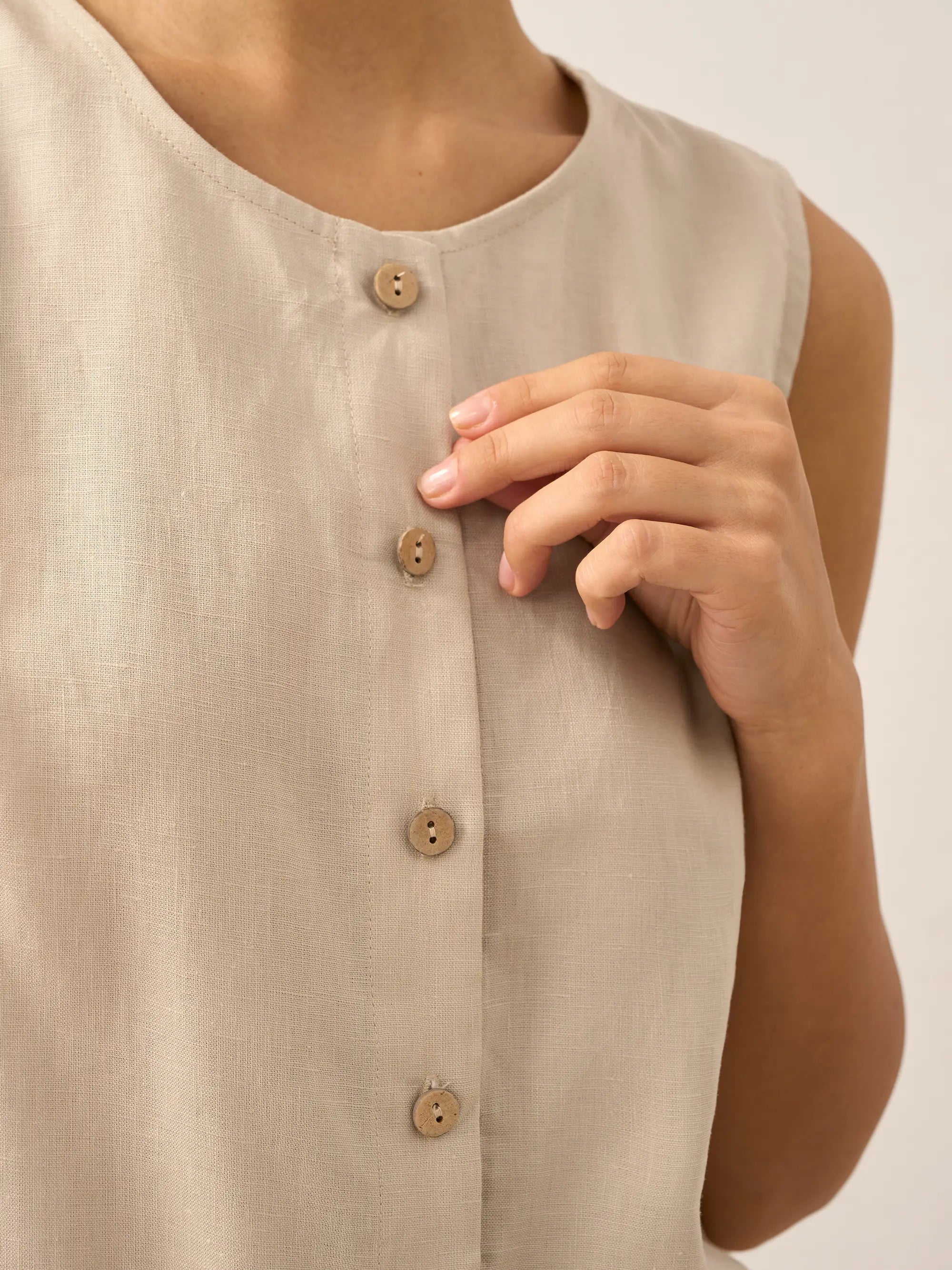 100% Linen Buttons Down Tank Top ERIN