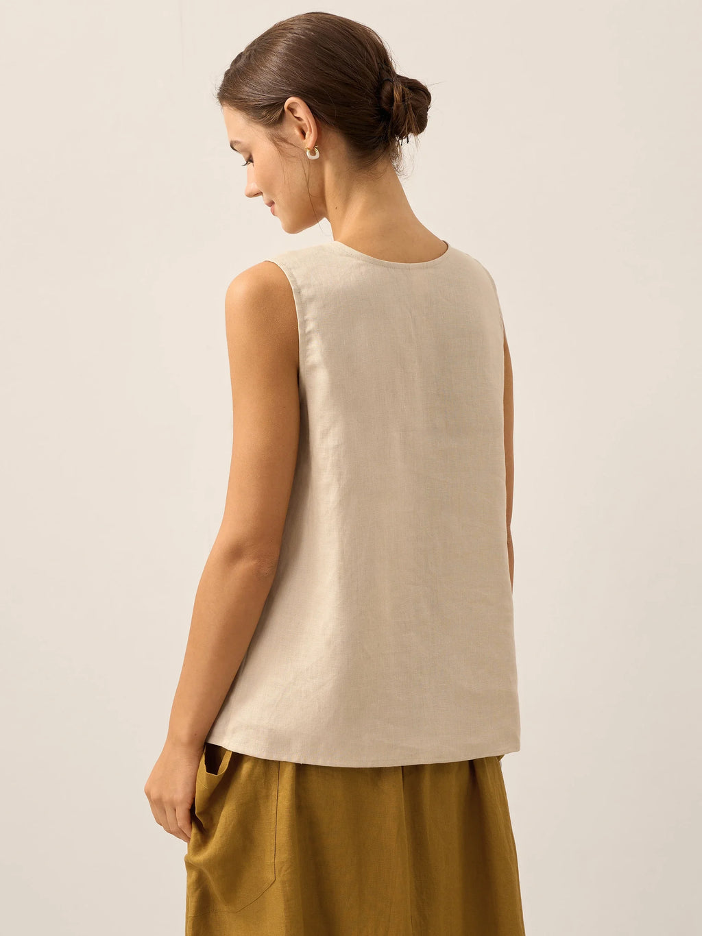 100% Linen Buttons Down Tank Top ERIN