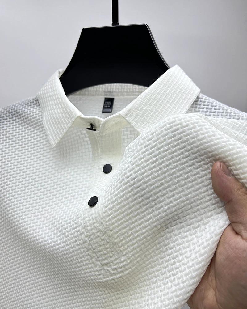 Mesh Ice Silk Short Sleeve Dress Shirt