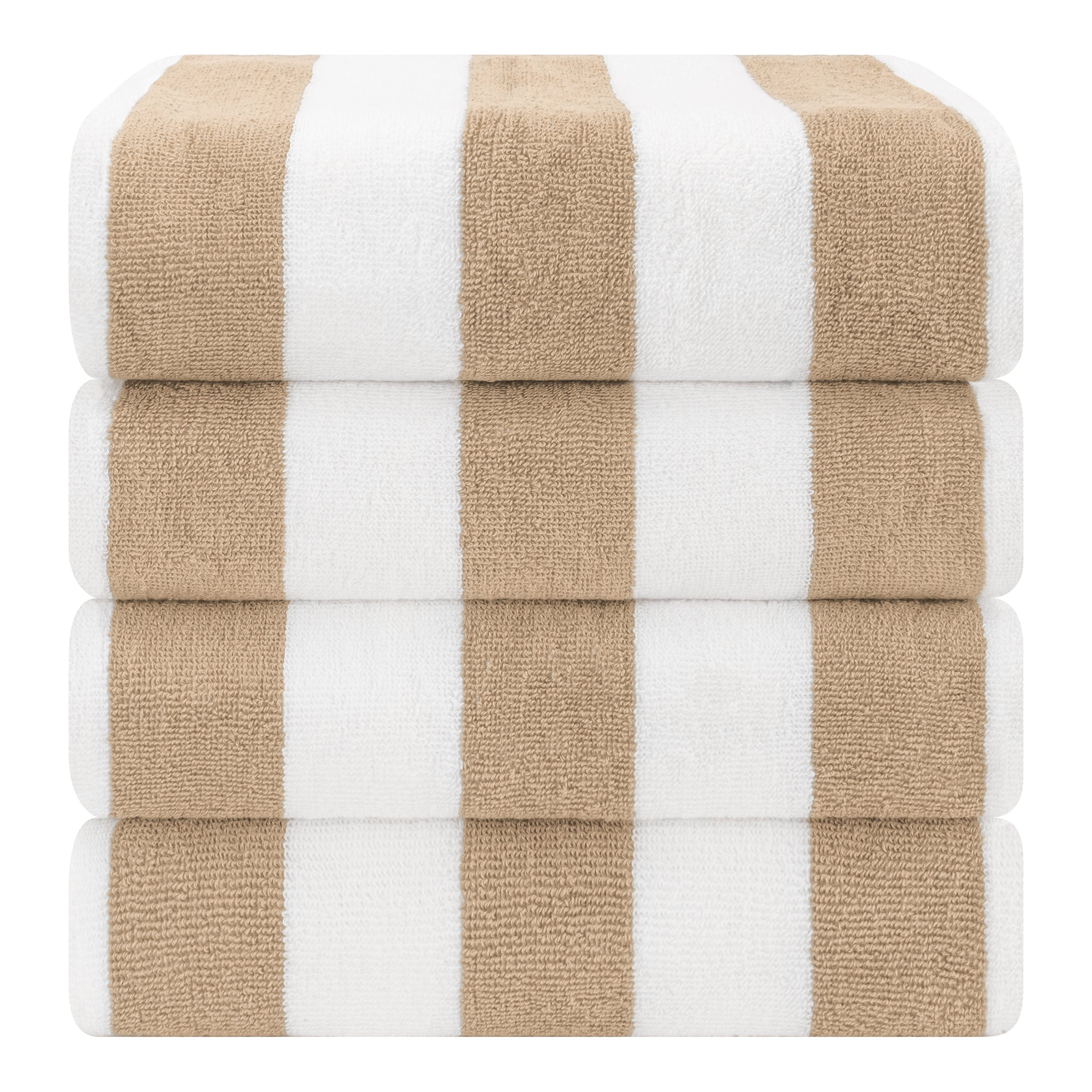 American Soft Linen, Premium Cotton 4 Pack Beach Towels, 30" x 60" Cabana Striped Pool Towels