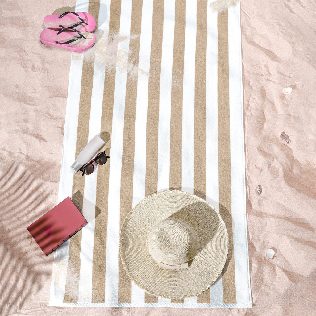 American Soft Linen, Premium Cotton 4 Pack Beach Towels, 30" x 60" Cabana Striped Pool Towels