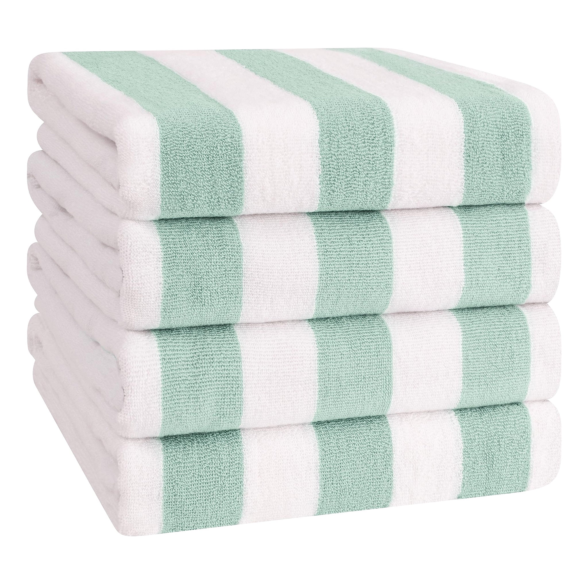 American Soft Linen, Premium Cotton 4 Pack Beach Towels, 30" x 60" Cabana Striped Pool Towels