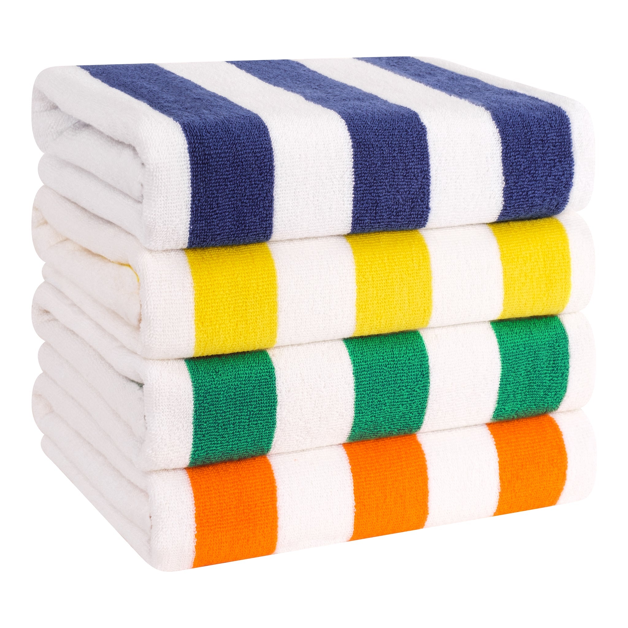American Soft Linen, Premium Cotton 4 Pack Beach Towels, 30" x 60" Cabana Striped Pool Towels