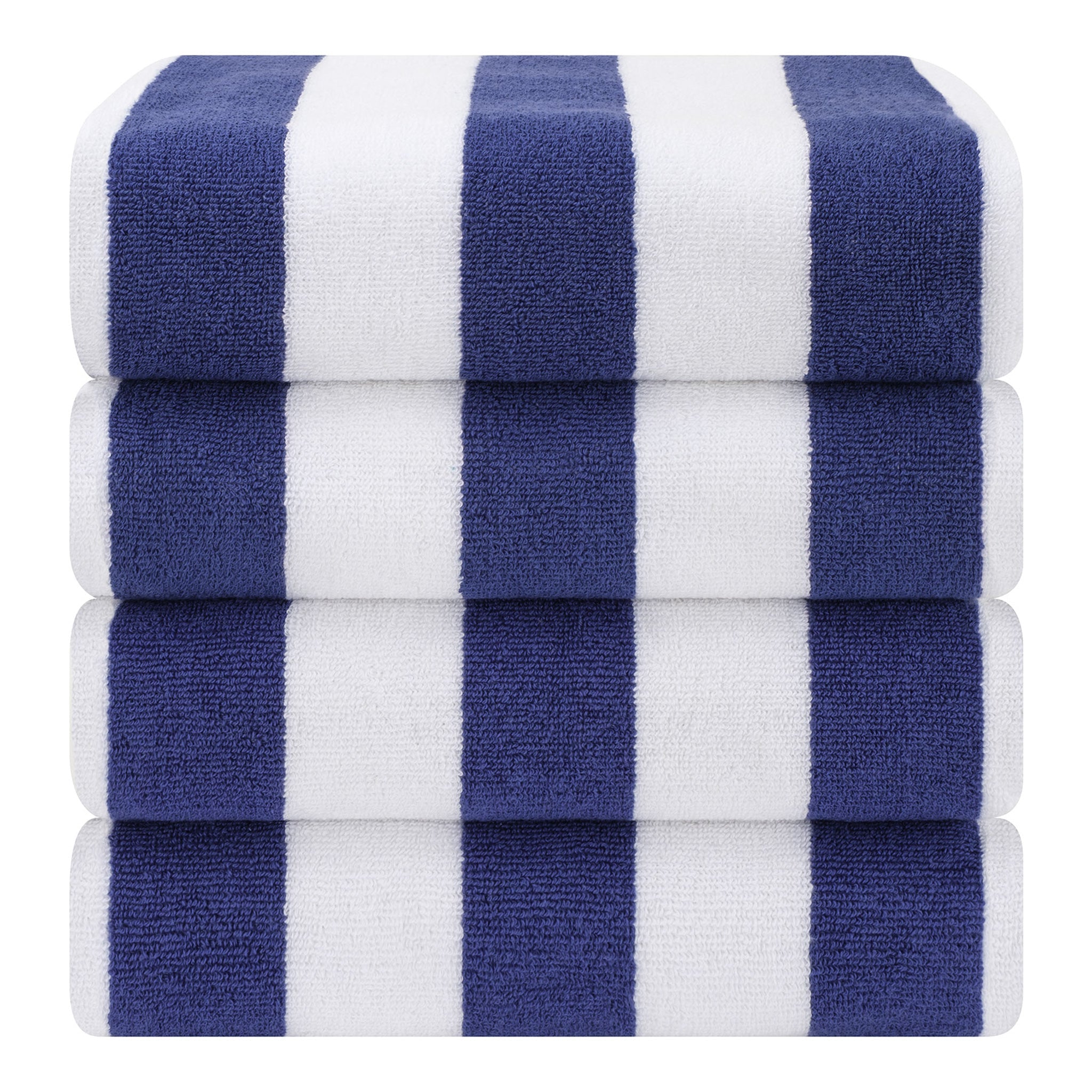 American Soft Linen, Premium Cotton 4 Pack Beach Towels, 30" x 60" Cabana Striped Pool Towels