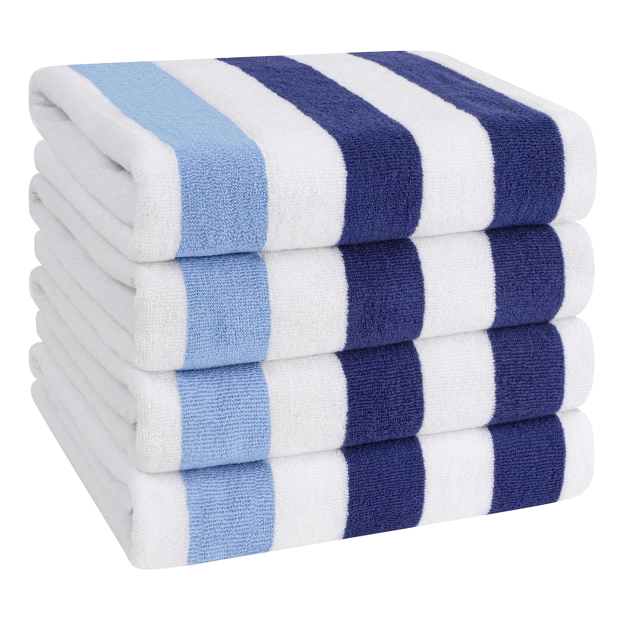 American Soft Linen, Premium Cotton 4 Pack Beach Towels, 30" x 60" Cabana Striped Pool Towels