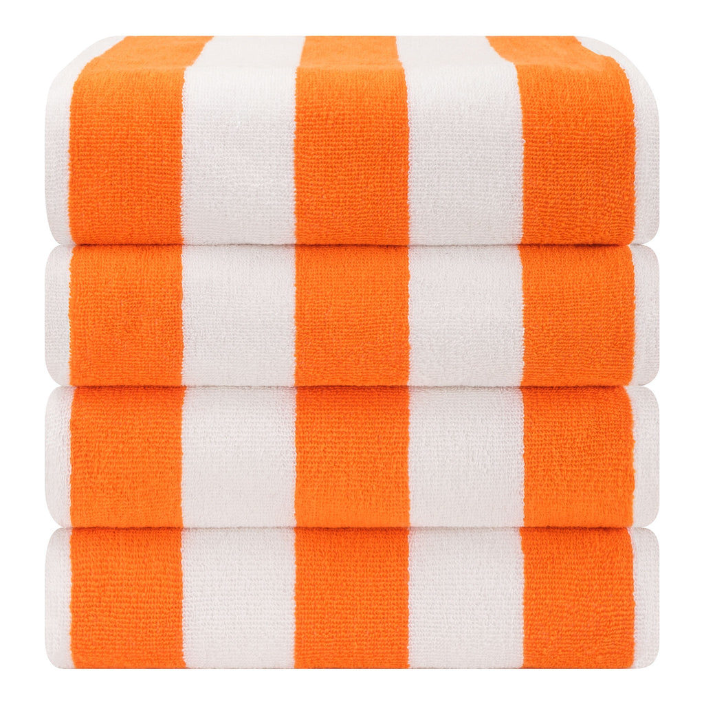 American Soft Linen, Premium Cotton 4 Pack Beach Towels, 30" x 60" Cabana Striped Pool Towels