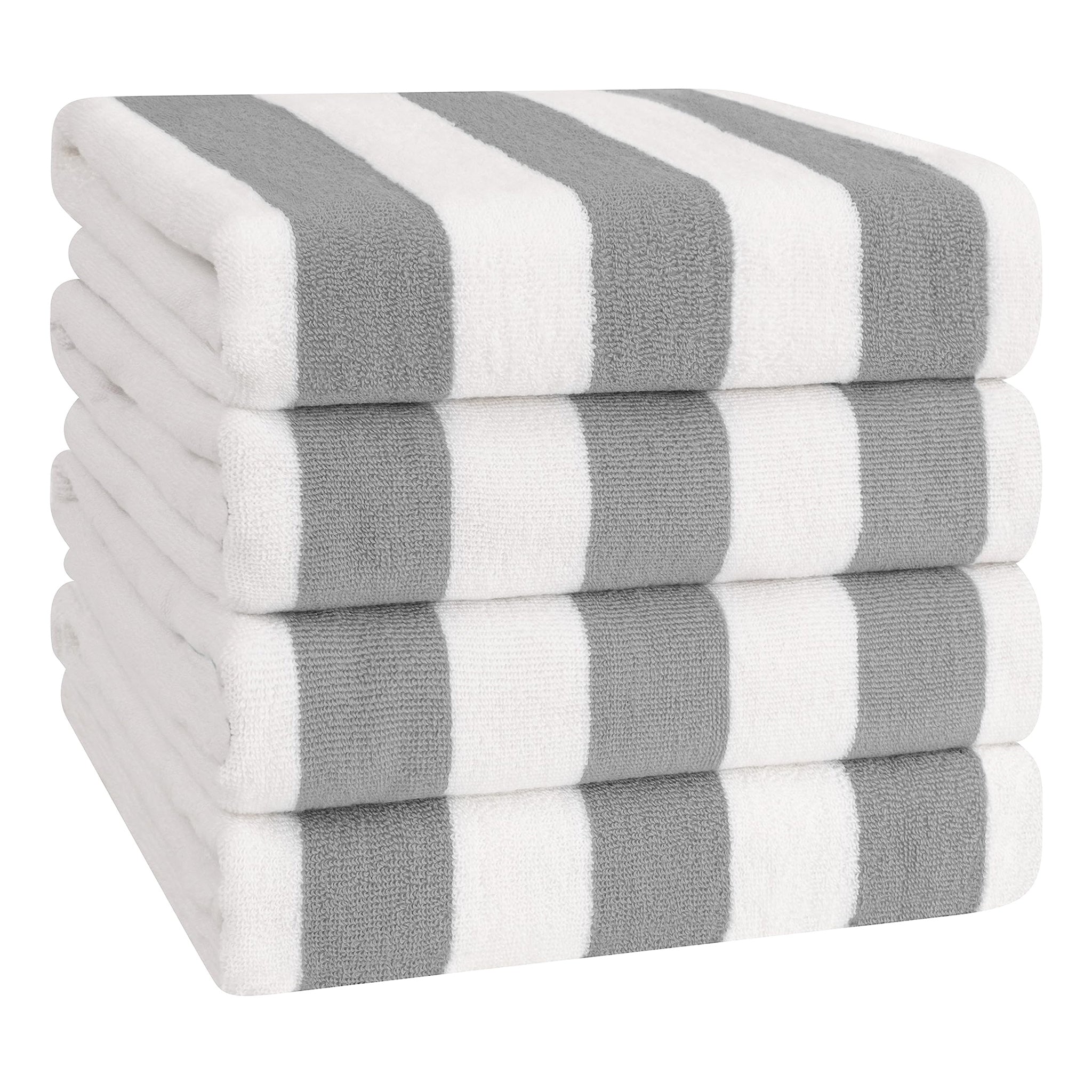 American Soft Linen, Premium Cotton 4 Pack Beach Towels, 30" x 60" Cabana Striped Pool Towels