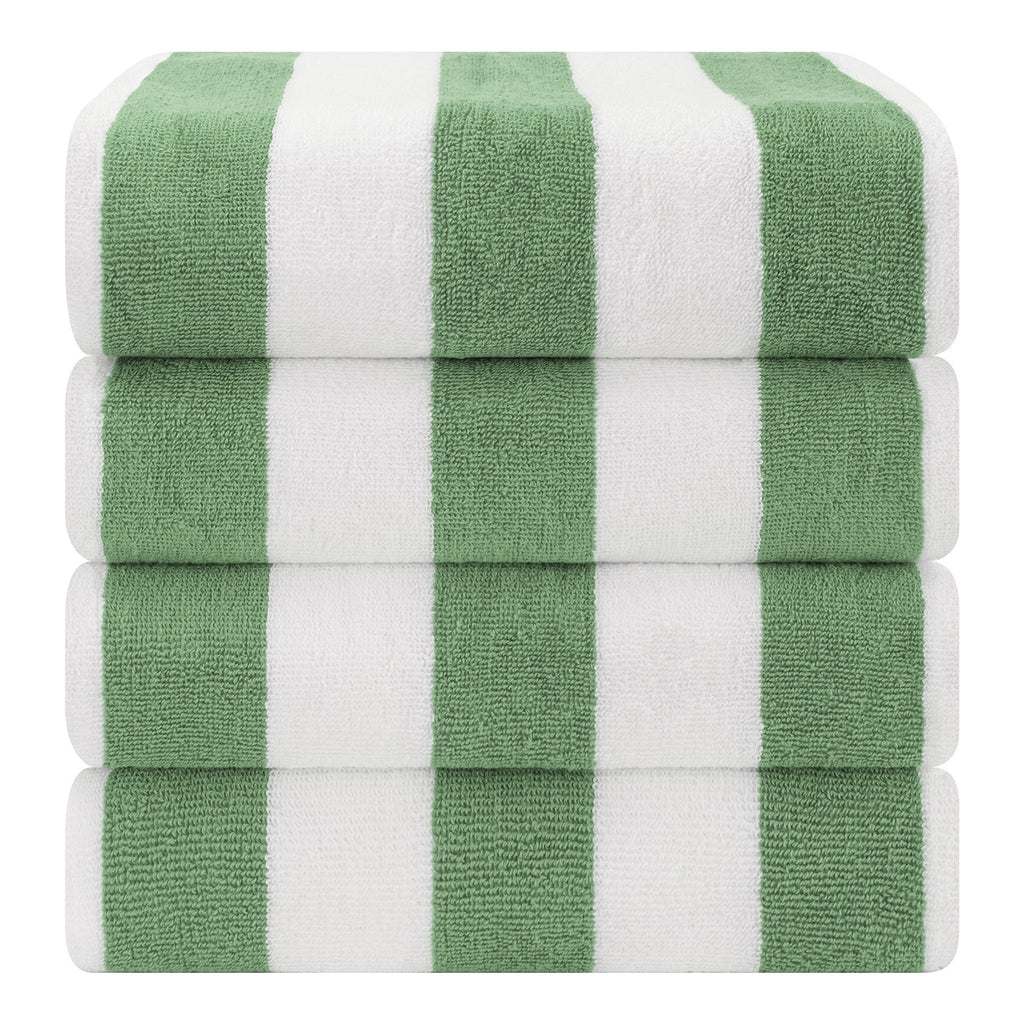 American Soft Linen, Premium Cotton 4 Pack Beach Towels, 30" x 60" Cabana Striped Pool Towels