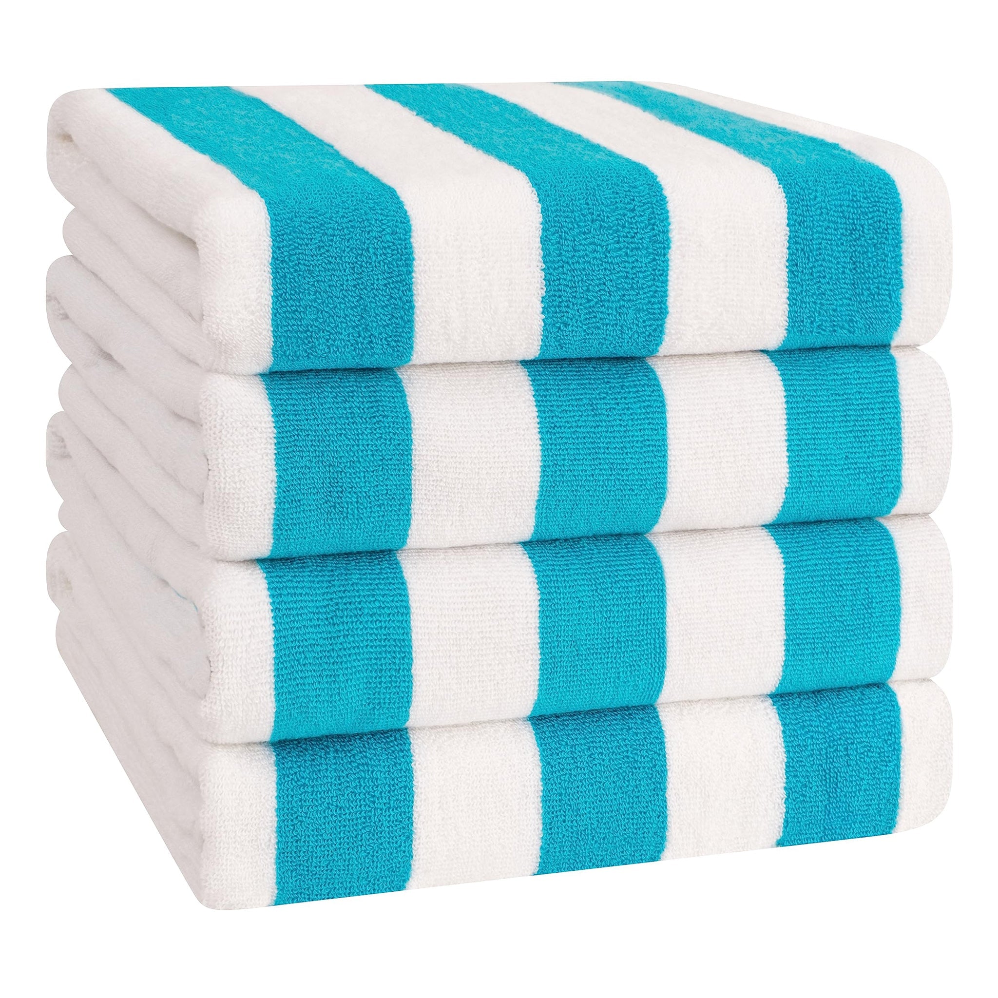 American Soft Linen, Premium Cotton 4 Pack Beach Towels, 30" x 60" Cabana Striped Pool Towels
