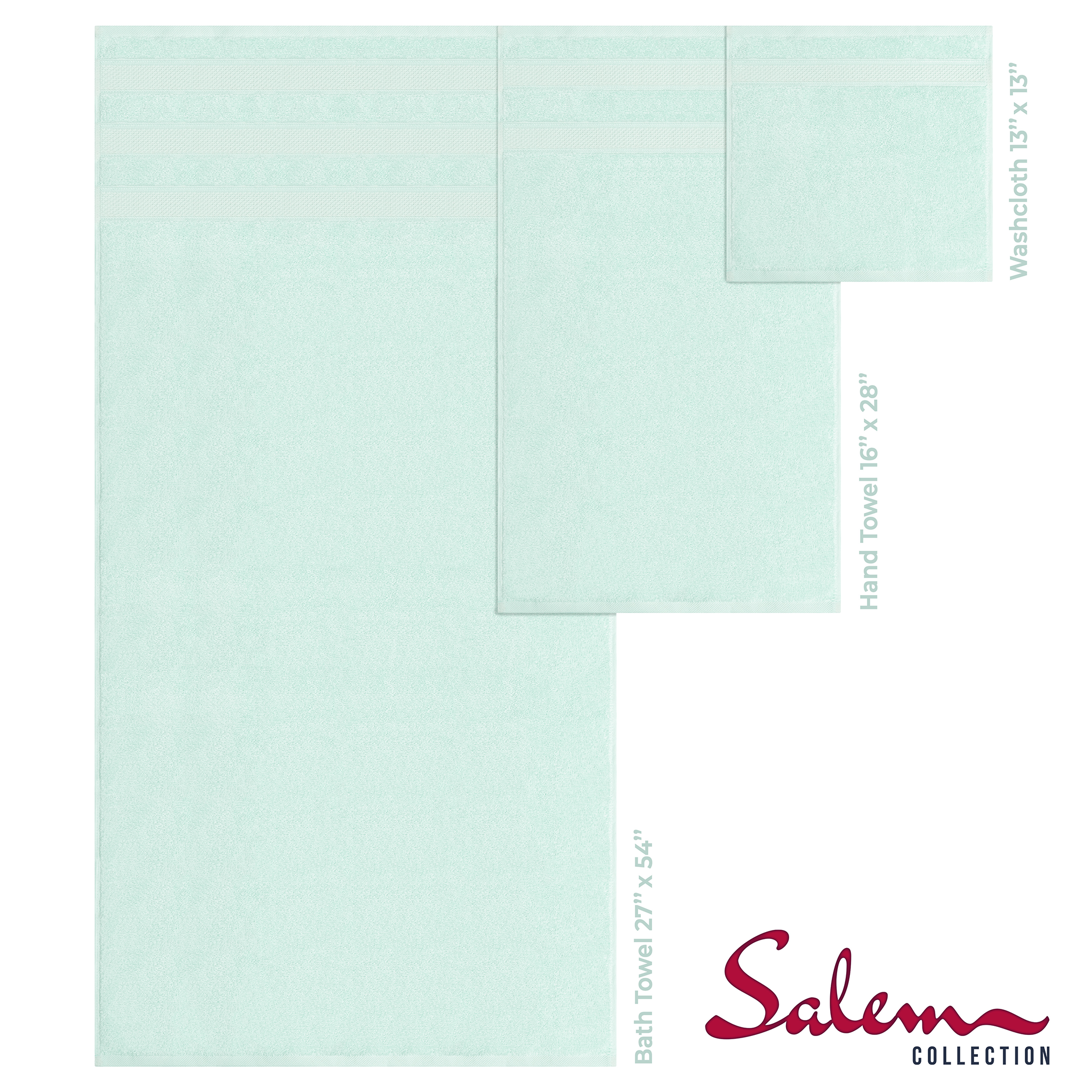 Salem 6 Piece 100% Cotton Luxury Bath Towel Set - 10 Set Case Pack
