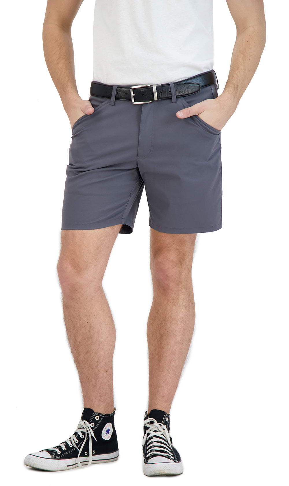 Everyday Stretch Shorts with a Comfortable Built-In Liner - Business Casual Style- Grey