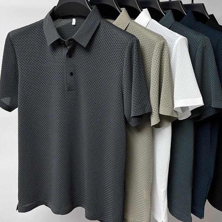 Mesh Ice Silk Short Sleeve Dress Shirt