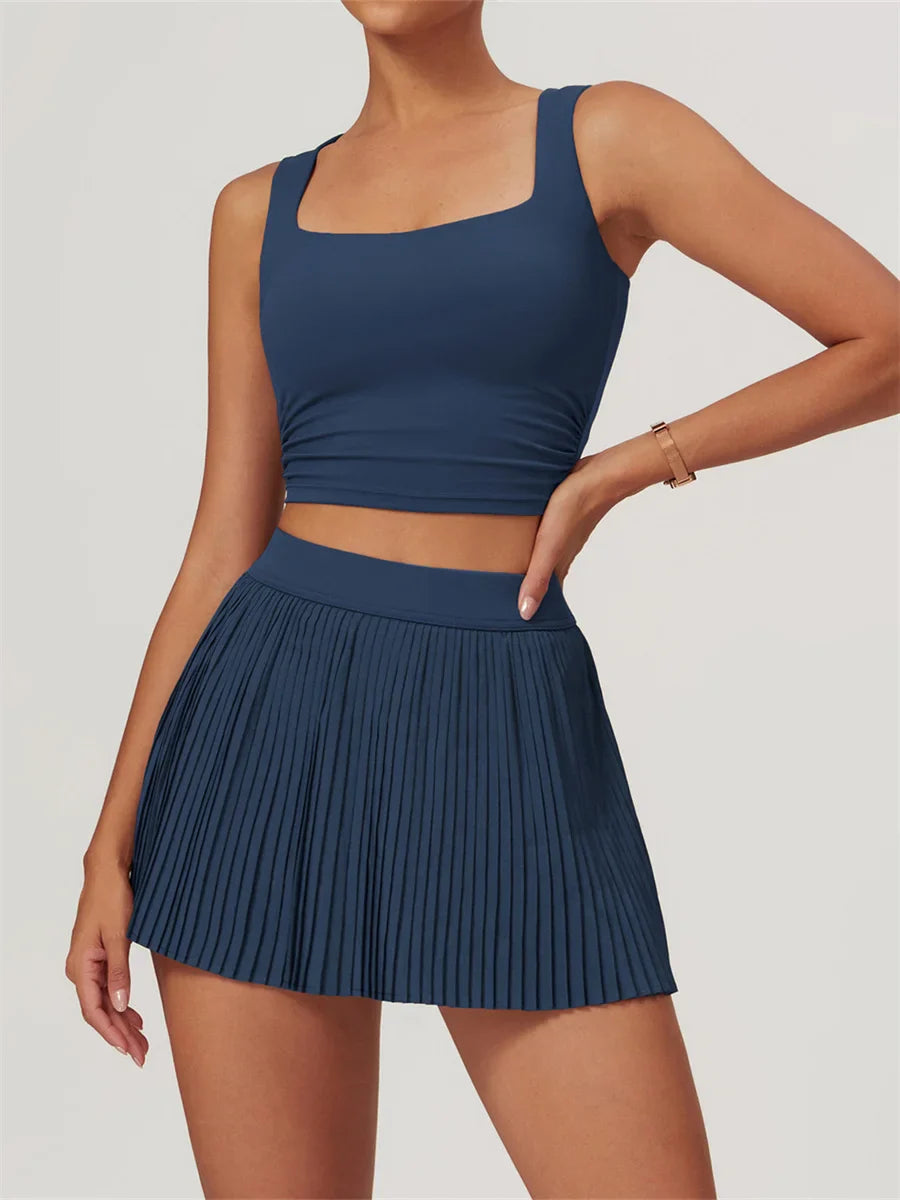 Women's 2 Piece Yoga Tennis Skirt Set Gym  Outdoor  & Sportswear