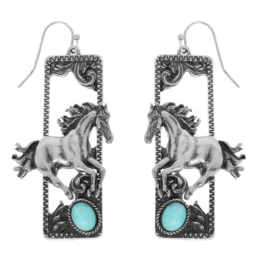 Western Wild Horse Dangle Earrings