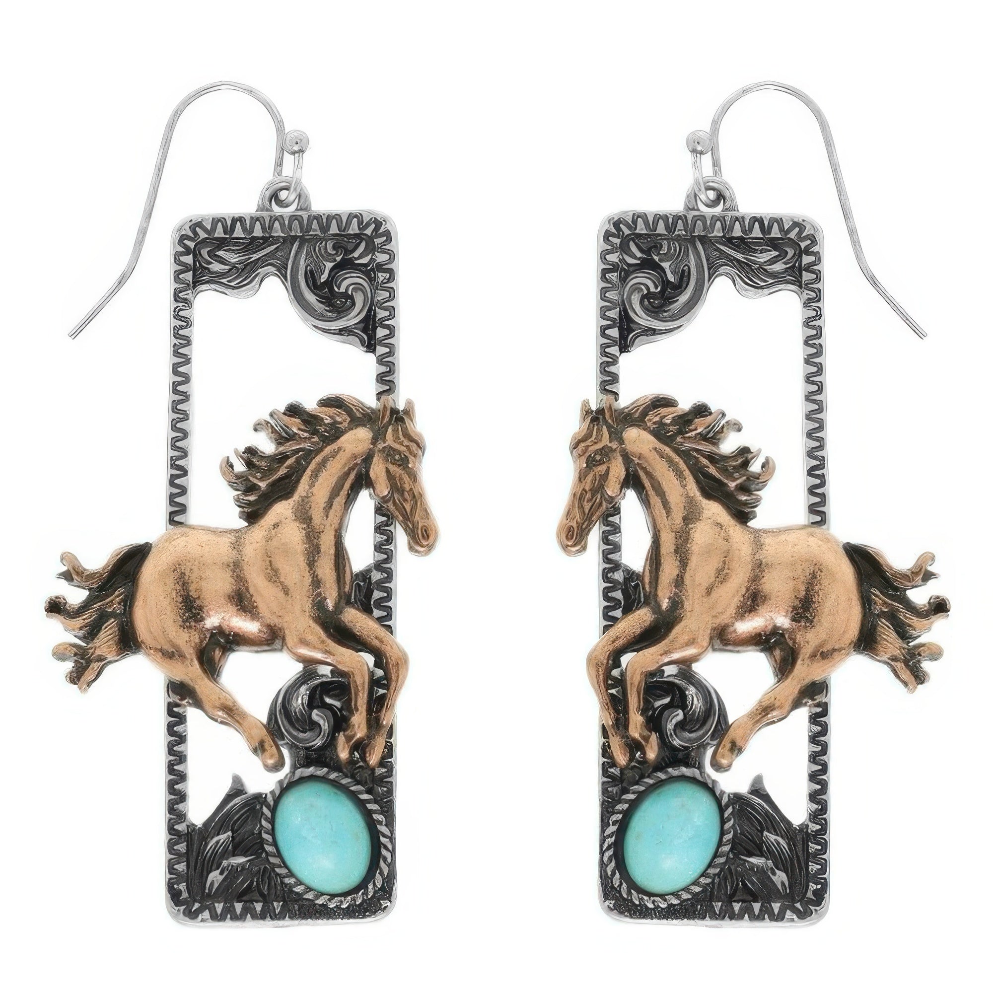 Western Wild Horse Dangle Earrings