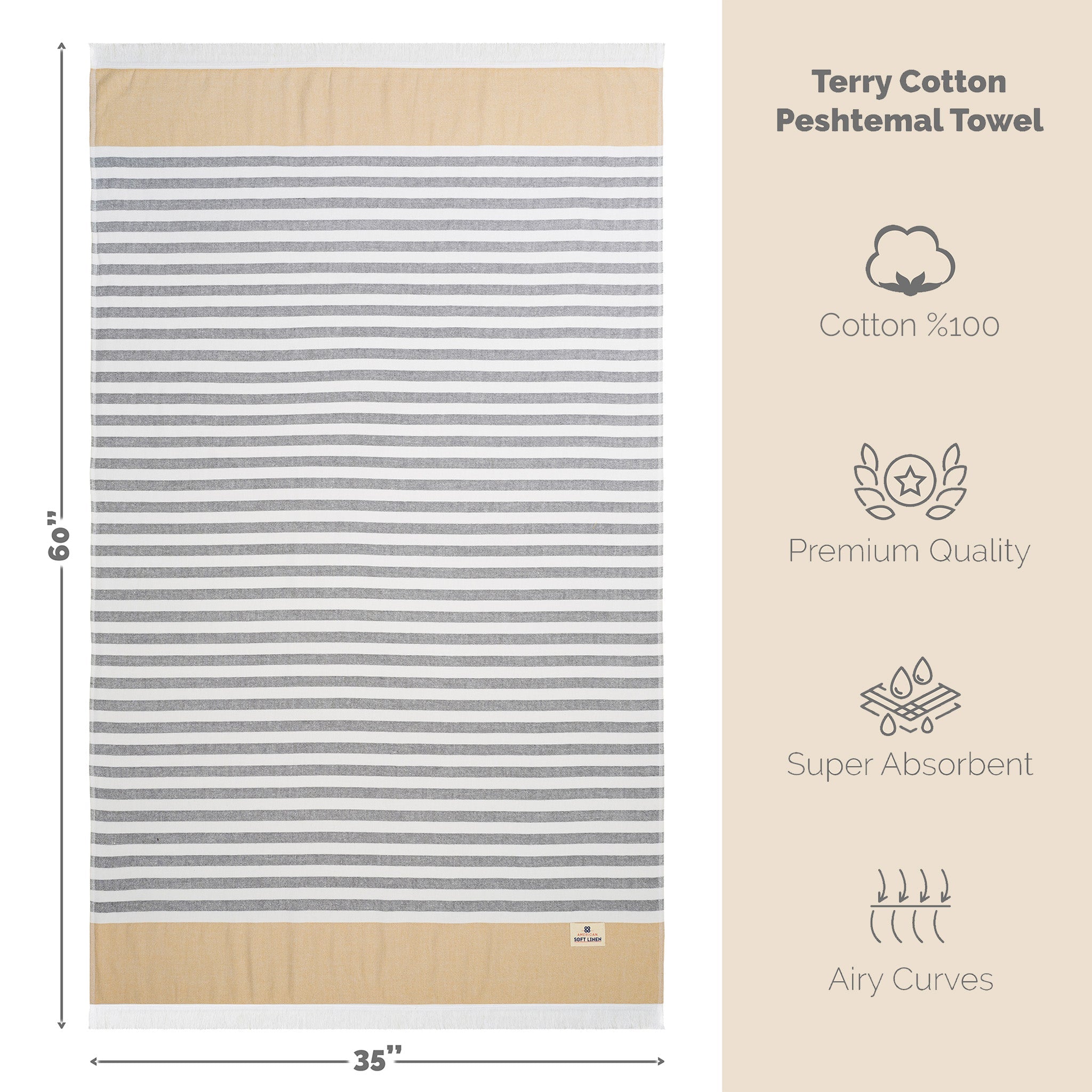 Mediterranean 100% Cotton Turkish Peshtemals, 35" x 60",  Modern & Traditional Turkish Bath Towels