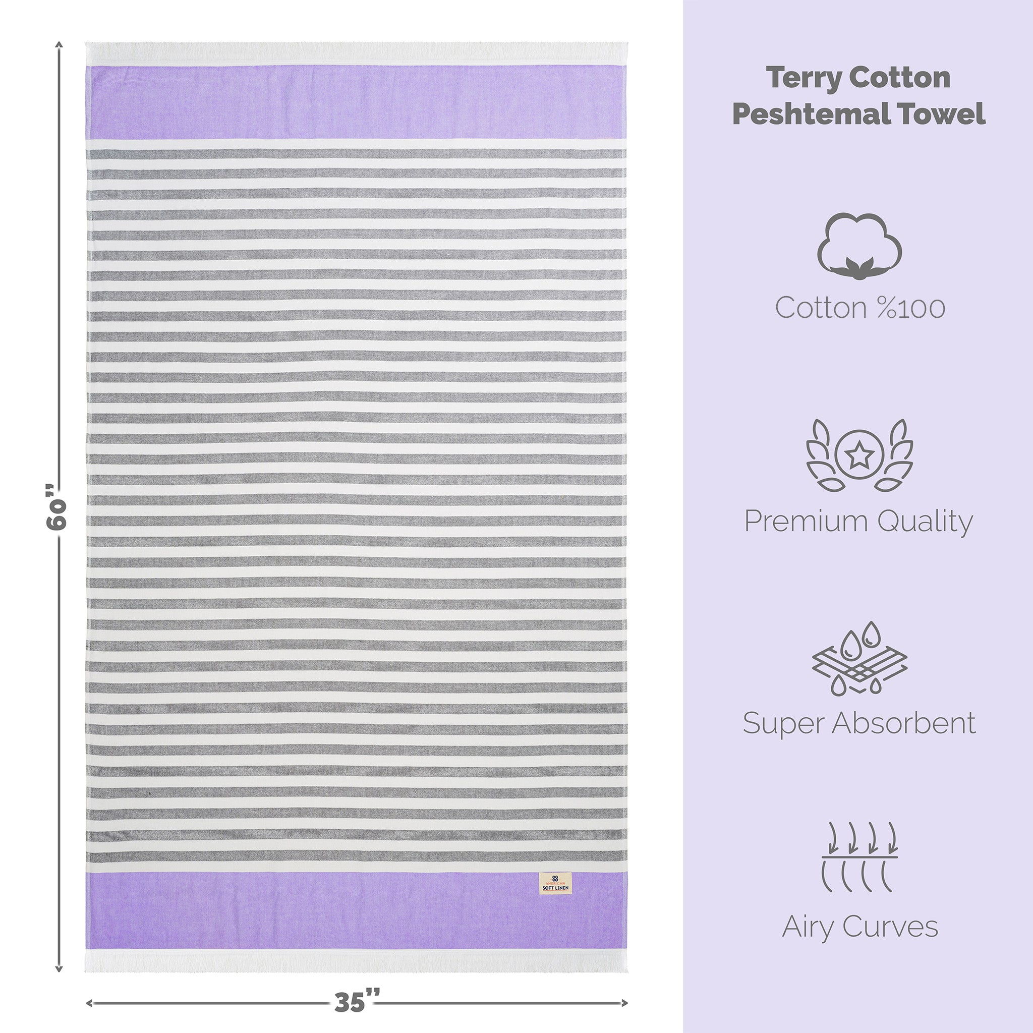 Mediterranean 100% Cotton Turkish Peshtemals, 35" x 60",  Modern & Traditional Turkish Bath Towels