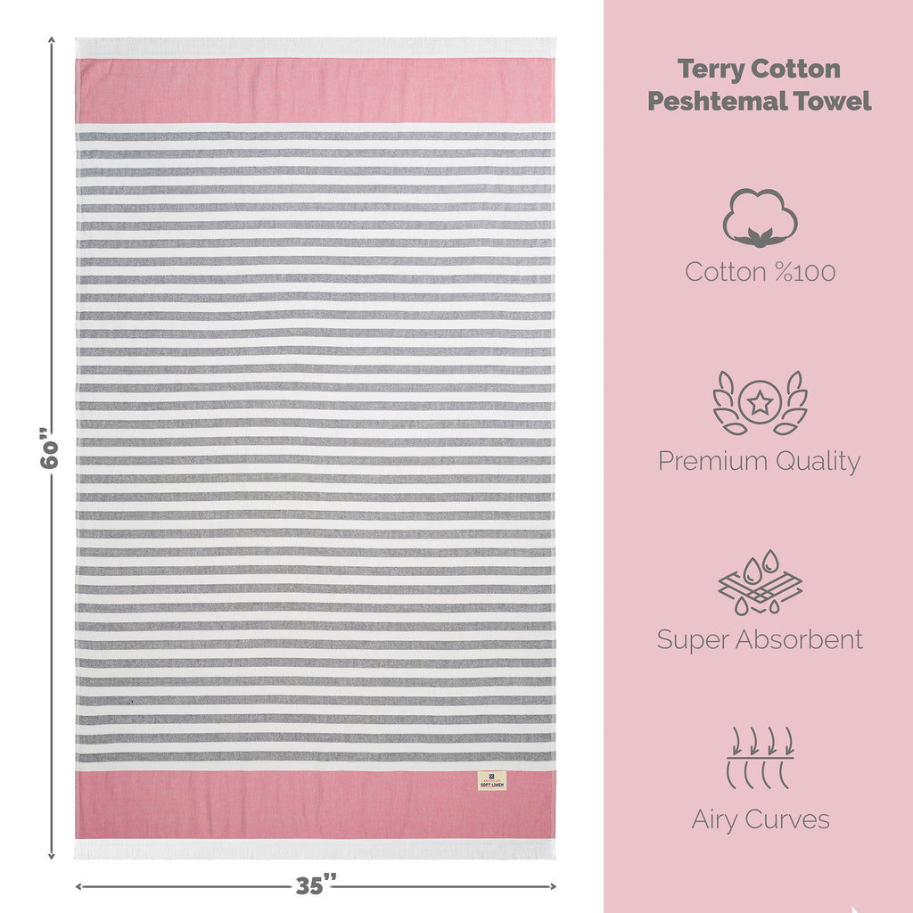 Mediterranean 100% Cotton Turkish Peshtemals, 35" x 60",  Modern & Traditional Turkish Bath Towels