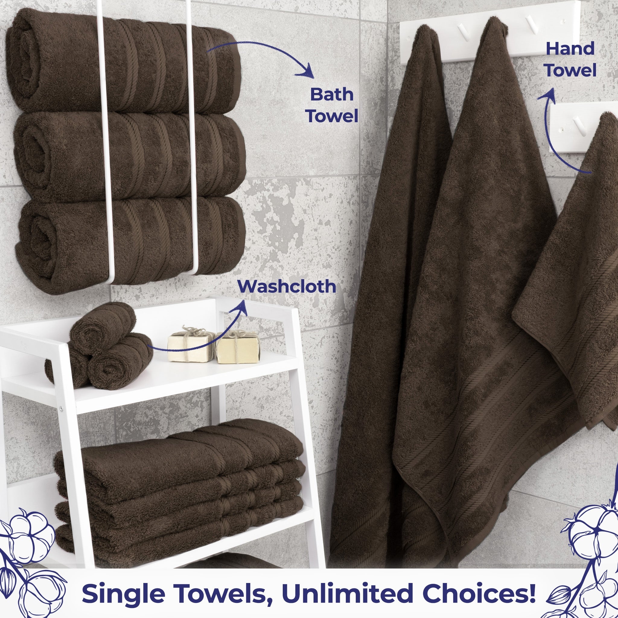 American Soft Linen Single Piece 100% Cotton Turkish Towels with 20 Different Colors, Create Your Set