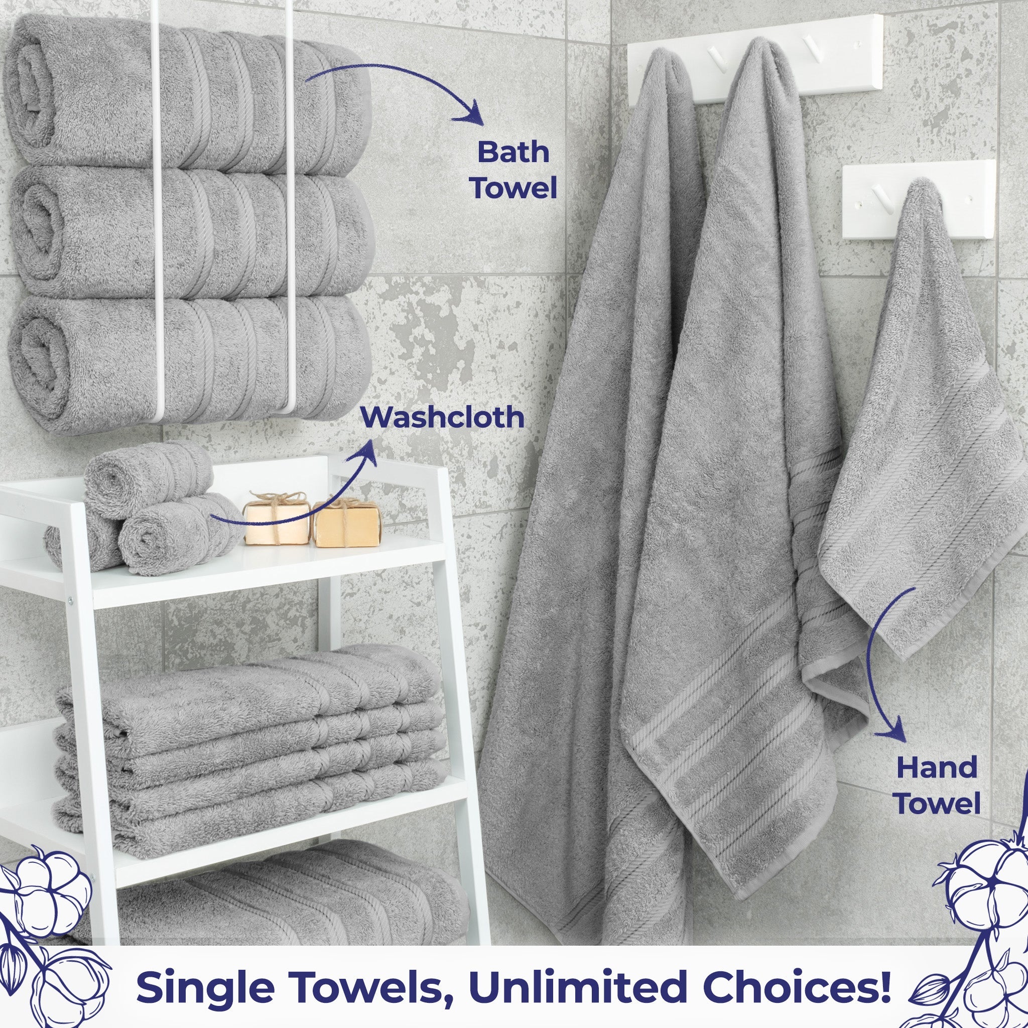 American Soft Linen Single Piece 100% Cotton Turkish Towels with 20 Different Colors, Create Your Set