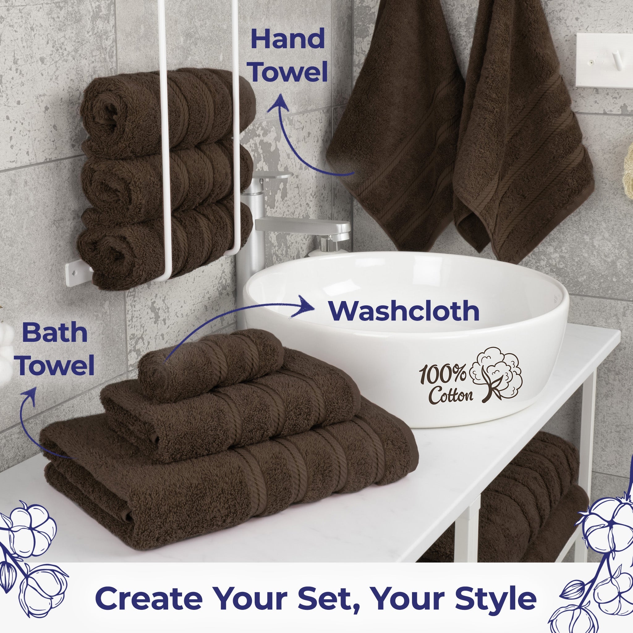 American Soft Linen Single Piece 100% Cotton Turkish Towels with 20 Different Colors, Create Your Set