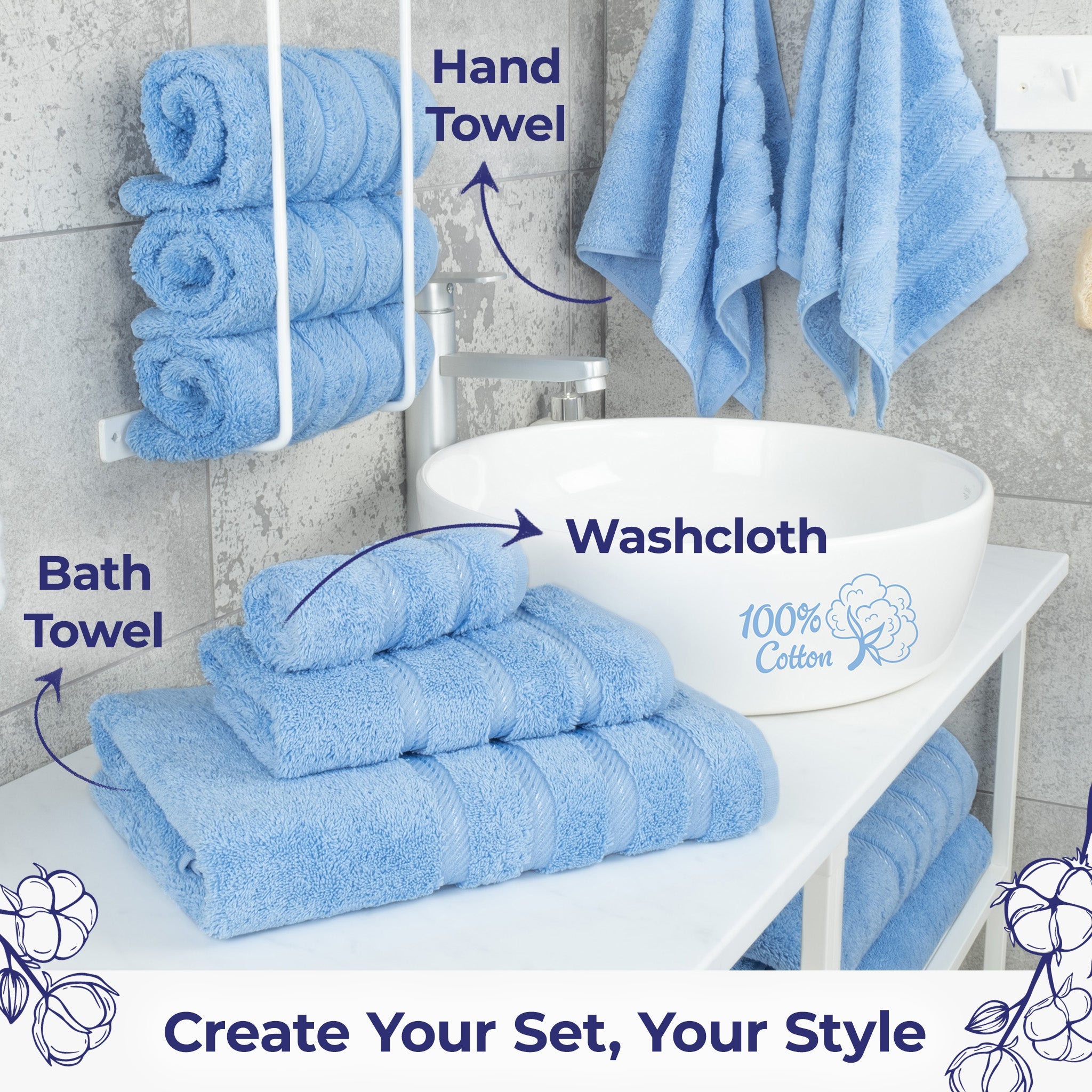 American Soft Linen Single Piece 100% Cotton Turkish Towels with 20 Different Colors, Create Your Set