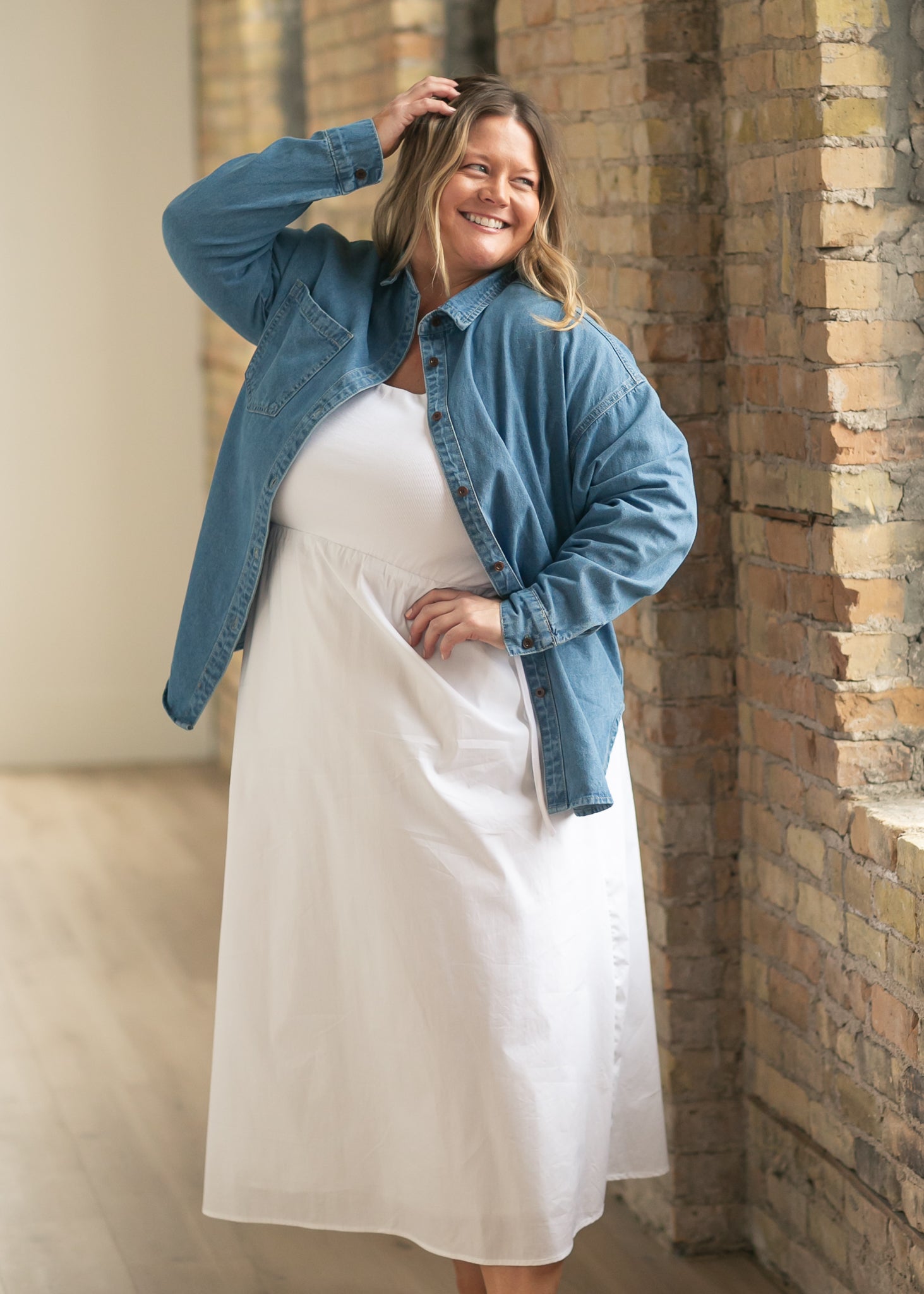 Betty Denim Button Up Top