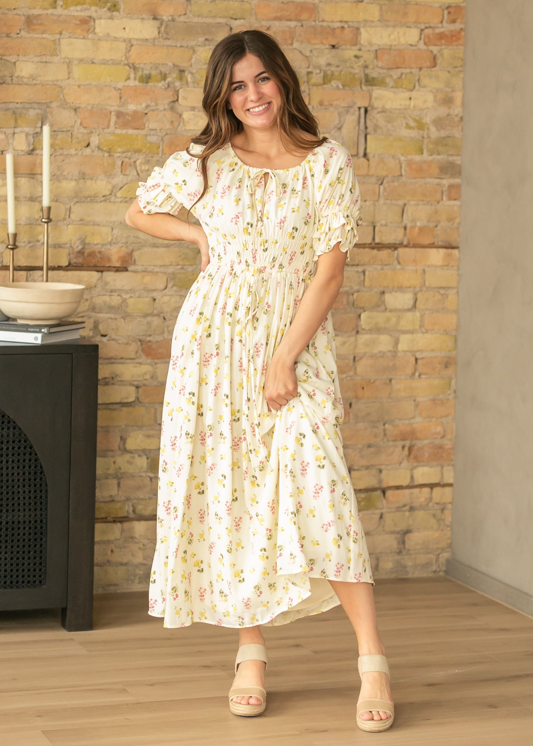 Celine Puff Sleeve Floral Maxi Dress