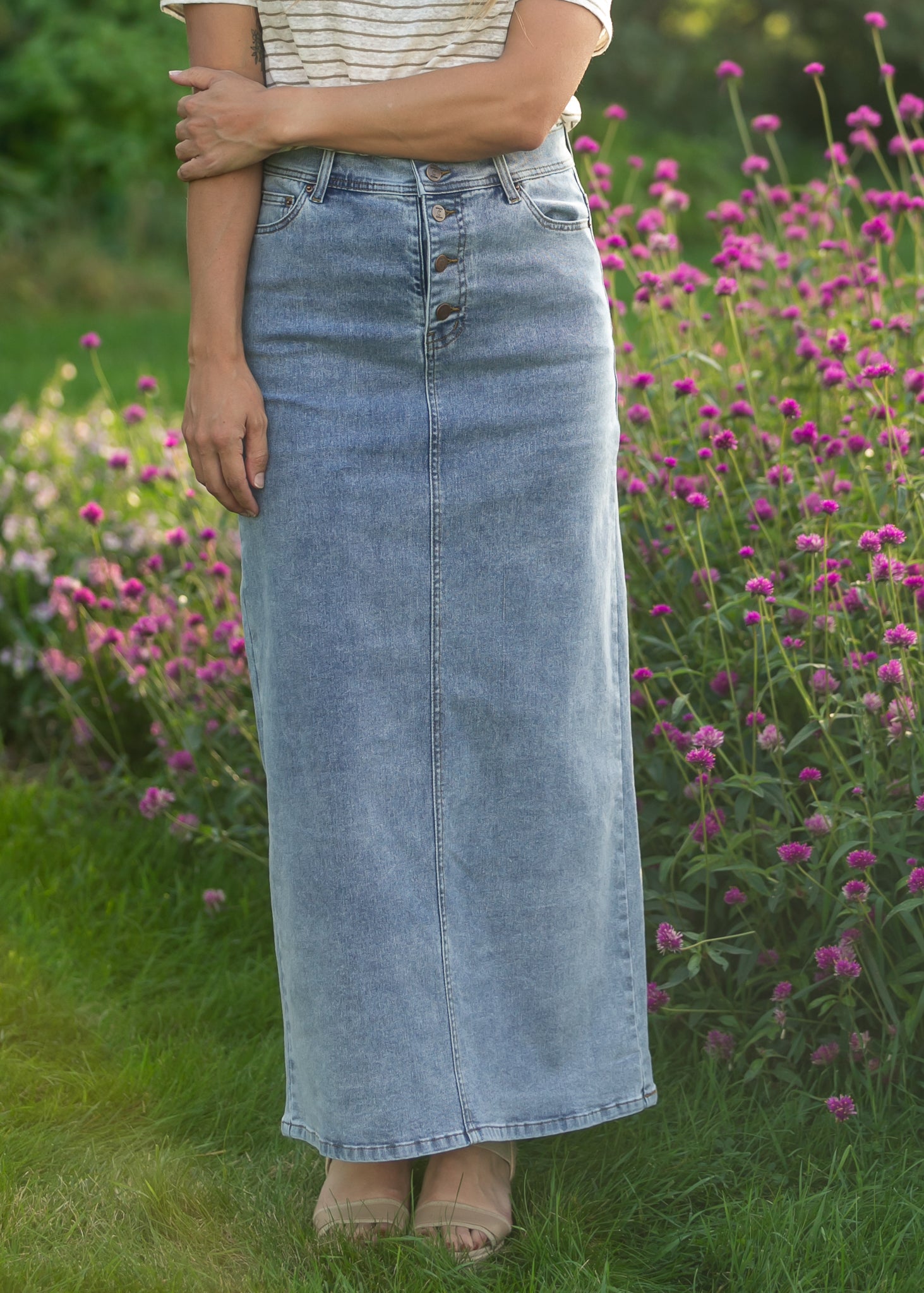 Jessa A-line Denim Maxi Skirt