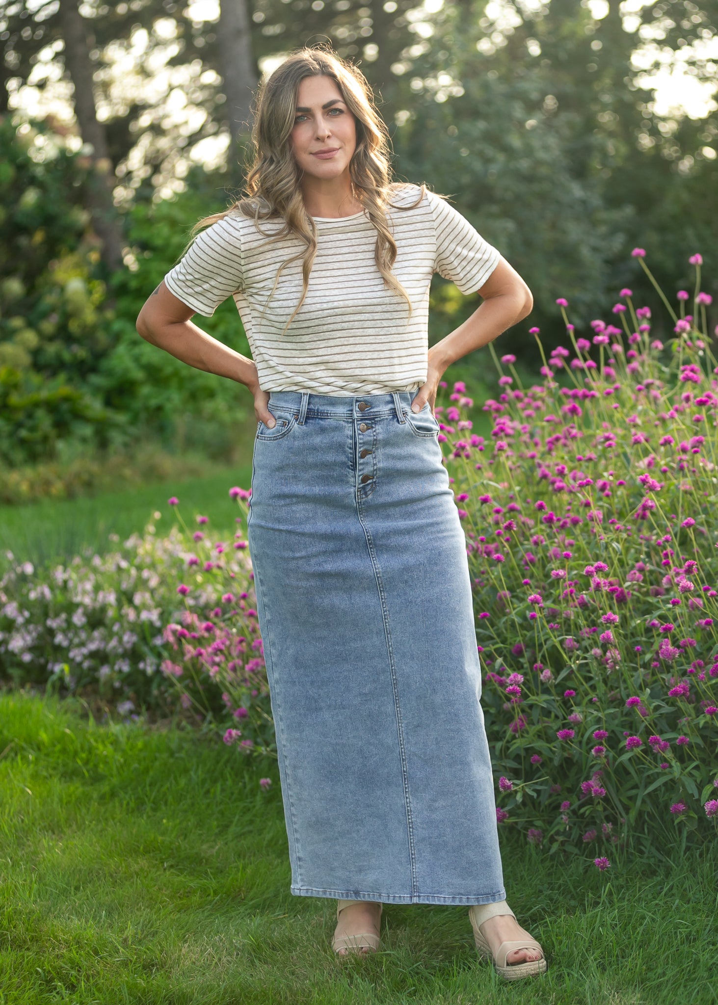 Jessa A-line Denim Maxi Skirt